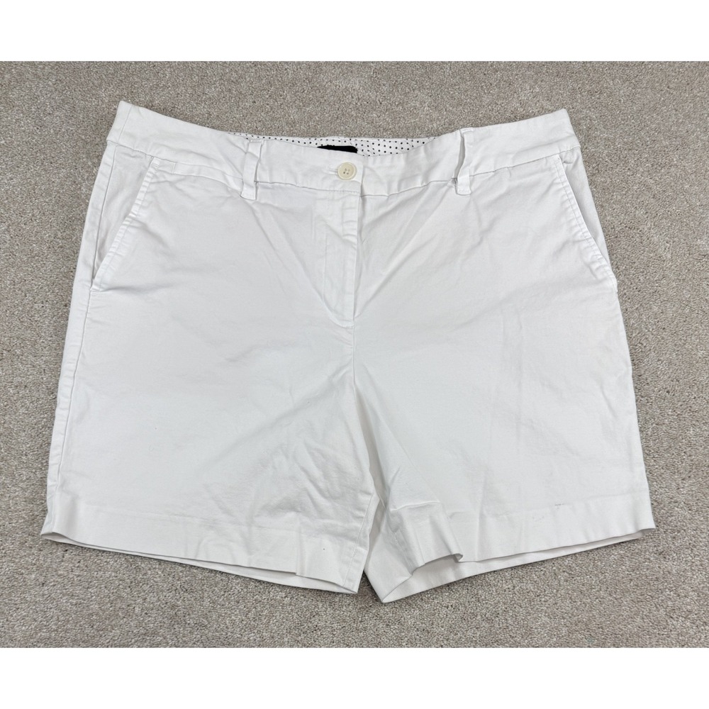 Talbots Perfect Short Women's 14 Chino White Chino Shorts 7" Inseam Stretch